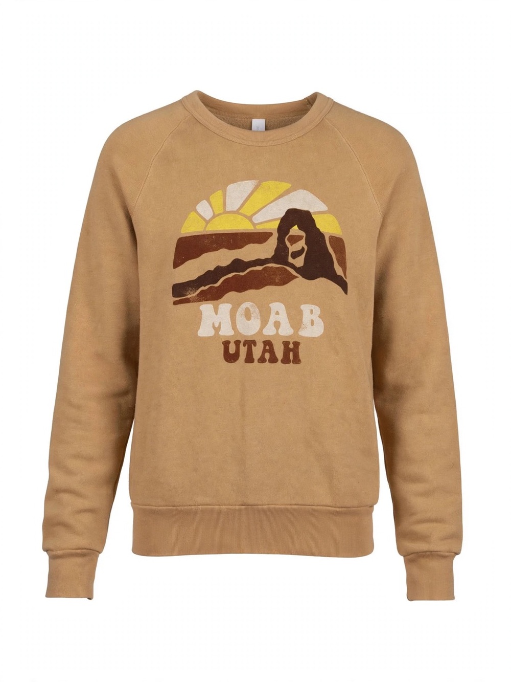 Alternative Moab Utah Sweatshirt S/P Tan Graphic 70s Delicate Arch Sun 9575F2